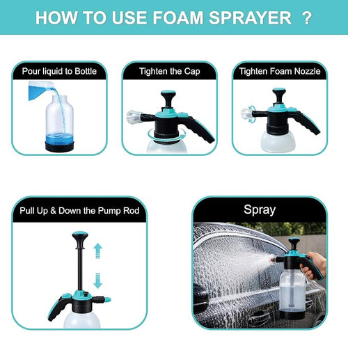 Galaxy Leaff  2L 2-in-1 Foam & Water Pressure Sprayer with 2 Nozzles, Continuous Spray & Manual Pump, for Car & Bike Washing, Plant Watering, Gardening, Home Cleaning.